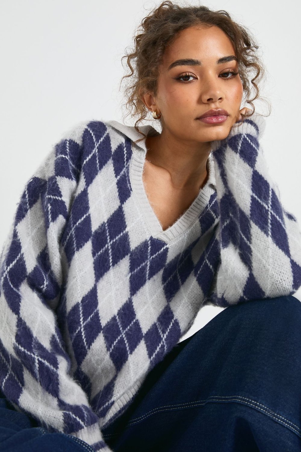 Pull oversize b losanges w col polo