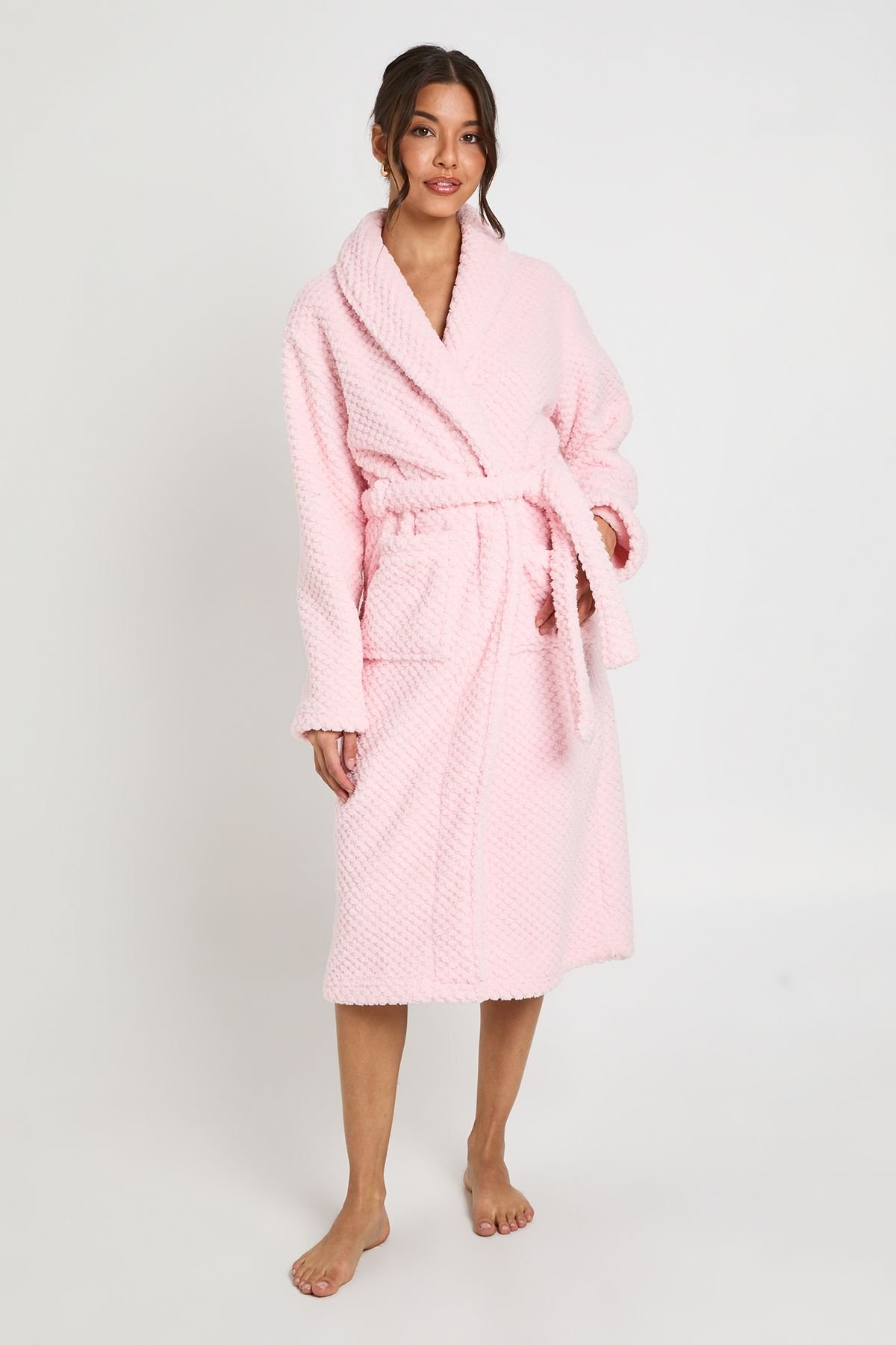 Robe De Chambre Longue En Polaire Gaufrée