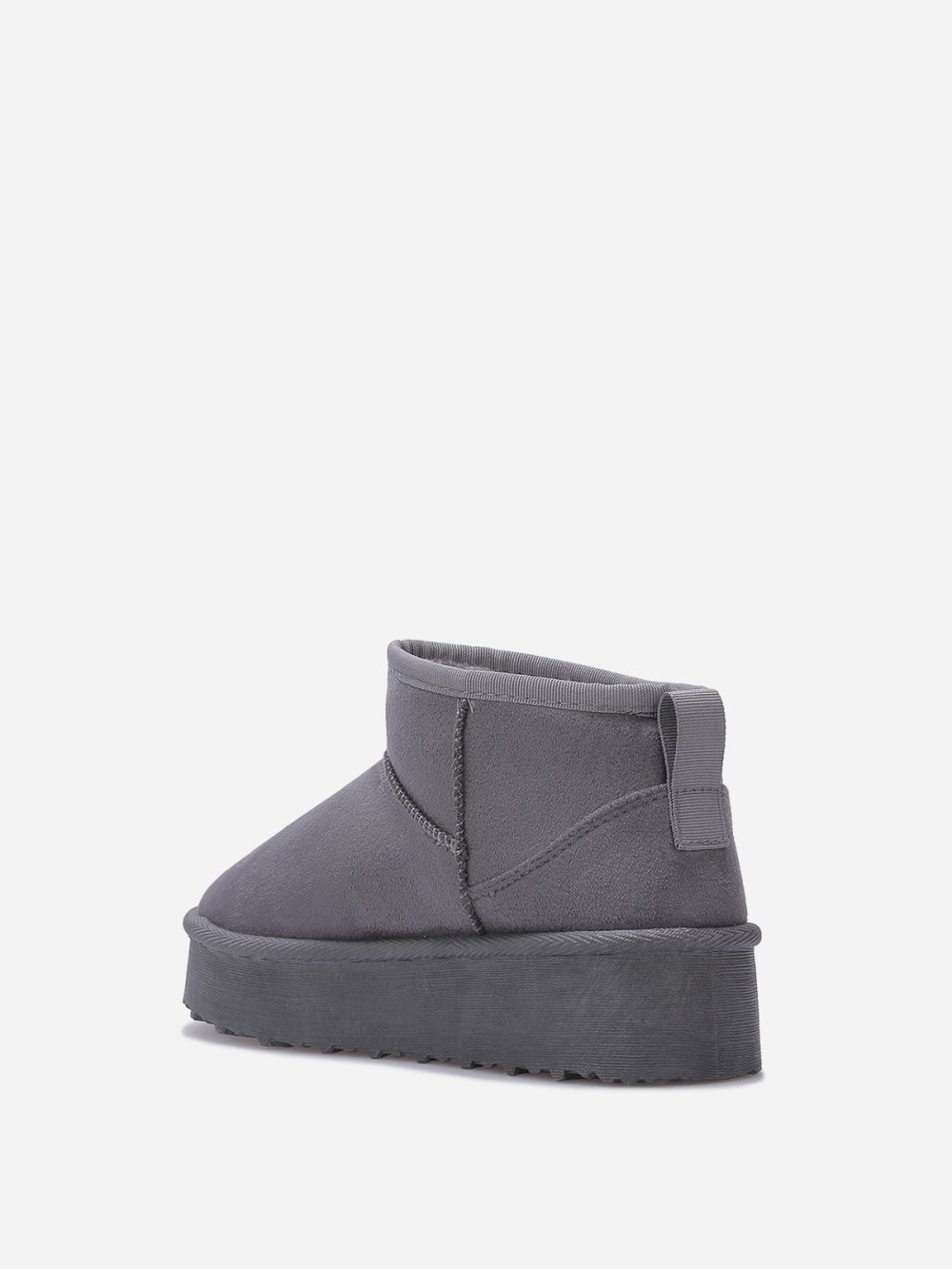 Grey lined platform ankle boots
