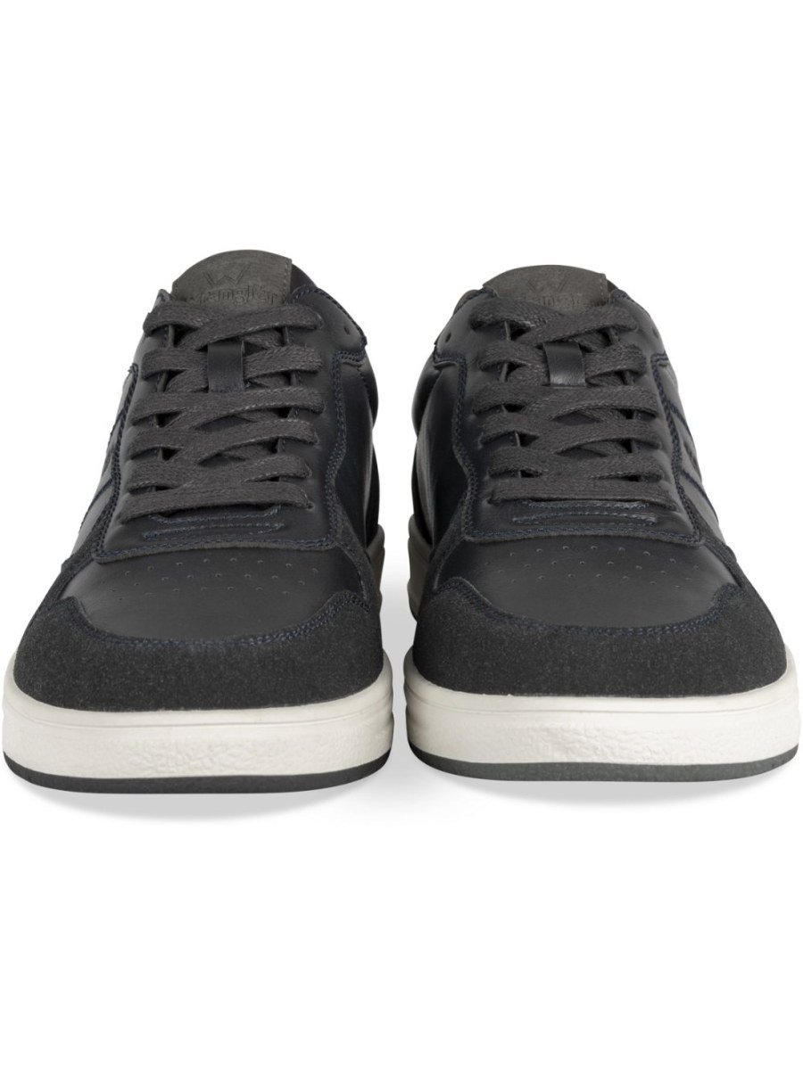 Navy retro mixed-texture sneakers