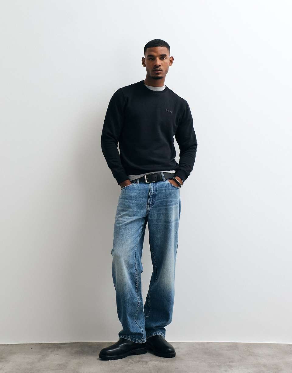 Sweat-shirt regular fit riche en coton en noir