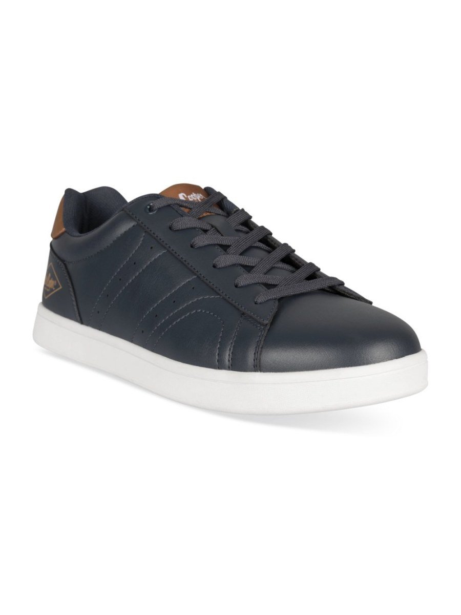 Navy trainers with side stitching
