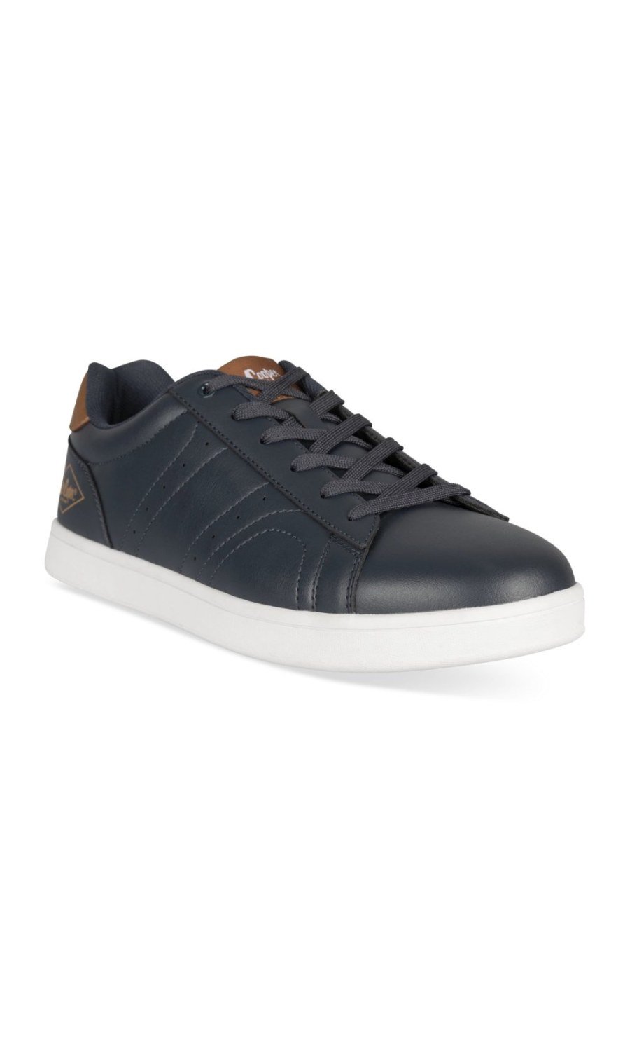 Navy trainers with side stitching