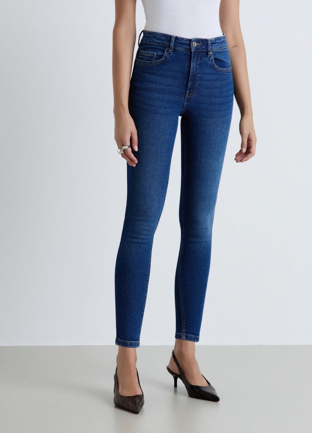 Jean skinny uni bleu foncé