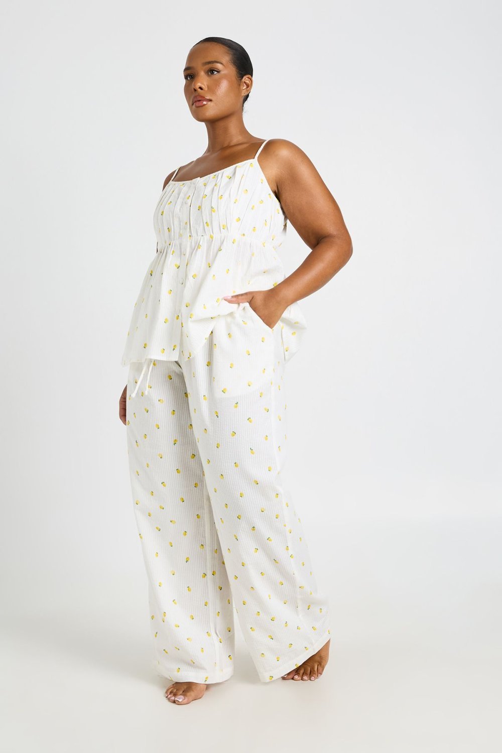 Lemon print waffle pyjama bottoms - Plus size