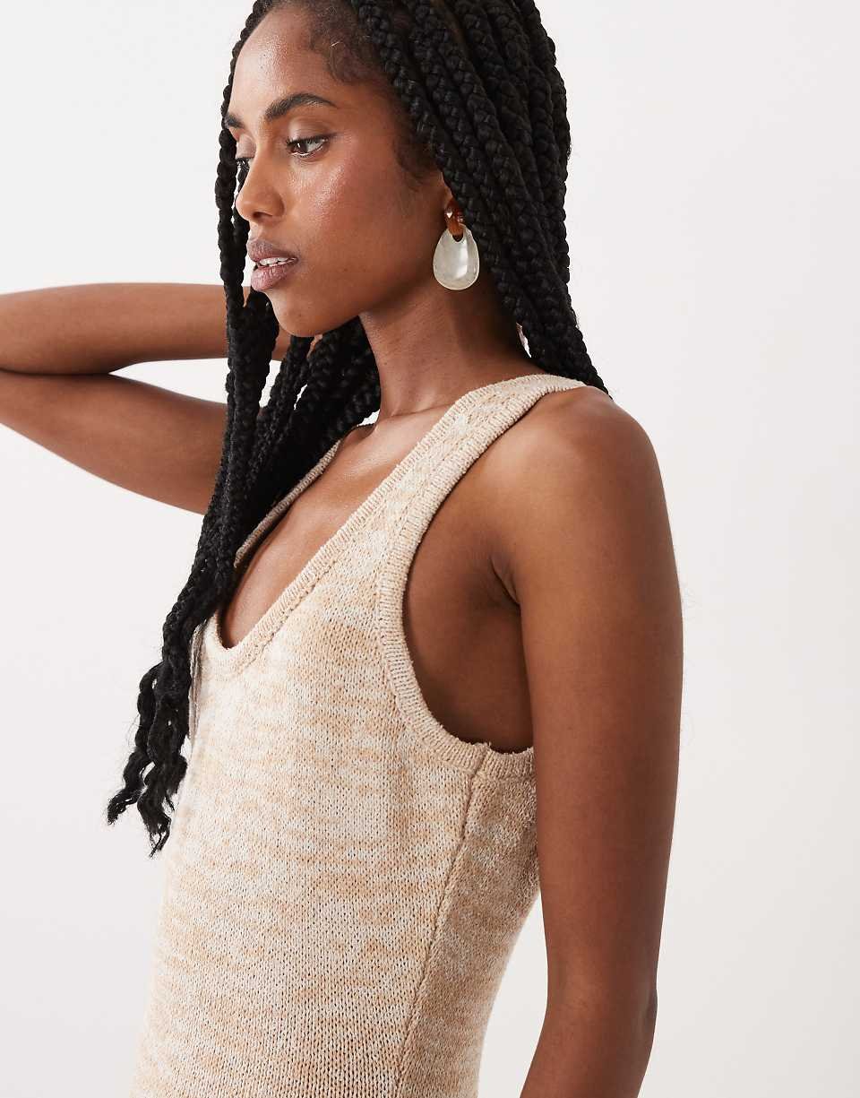 Robe twila maille torsadée b franges - beige