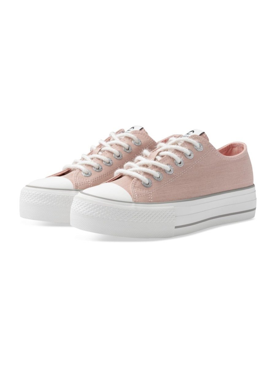 Baskets plateforme b toile rose
