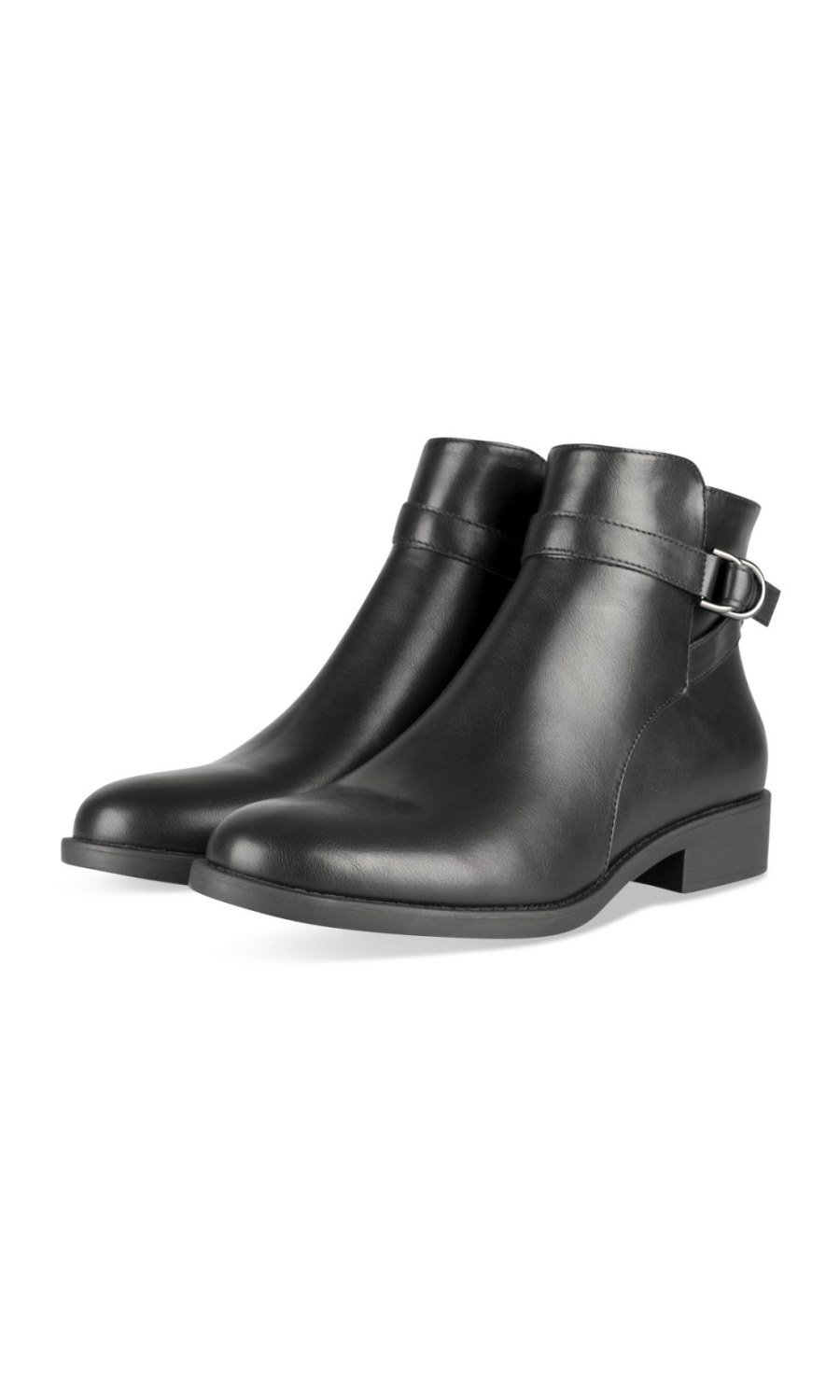 Bottines à bride et anneau noires