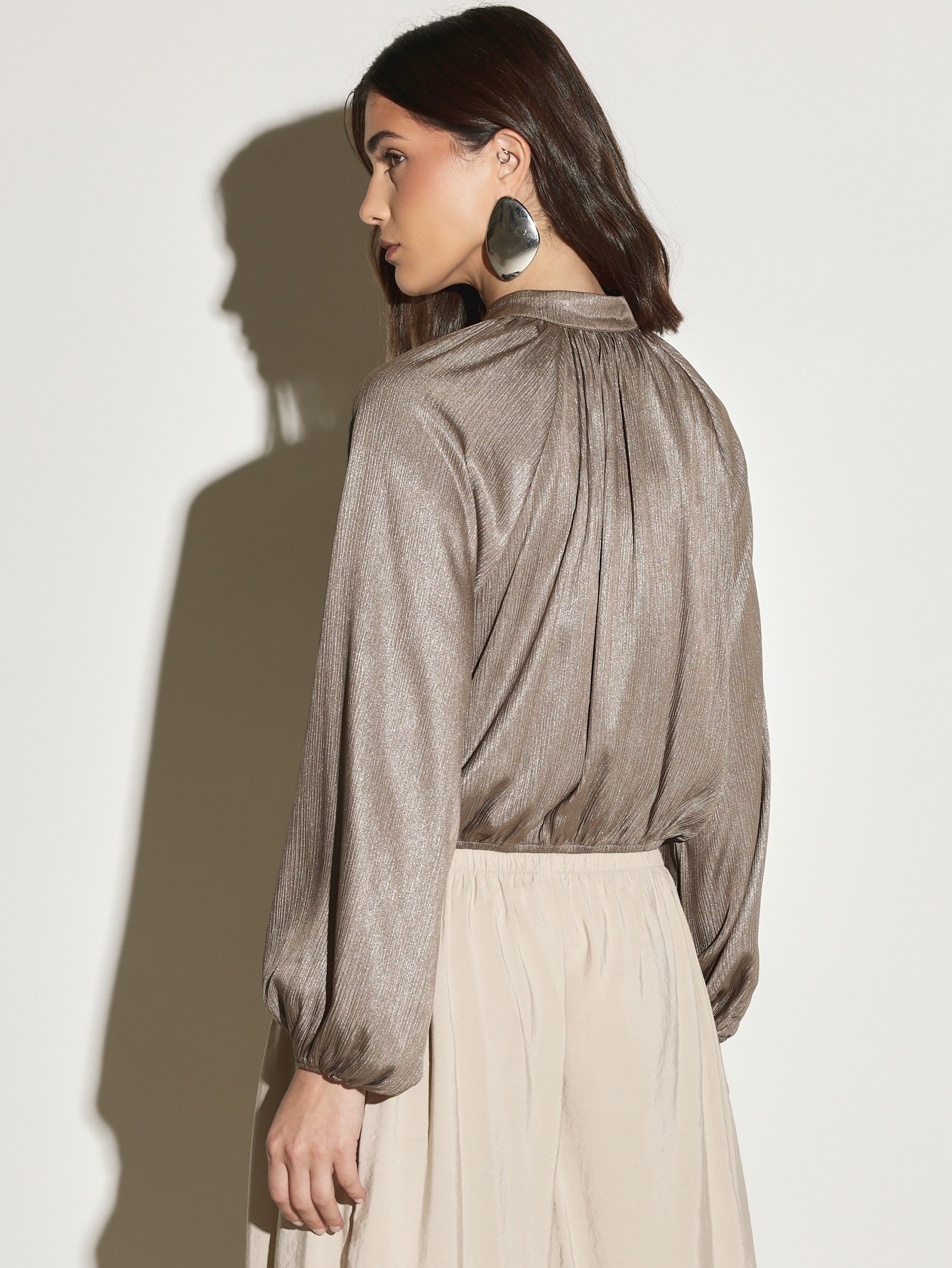 Oversized metallic shimmer bomber jacket