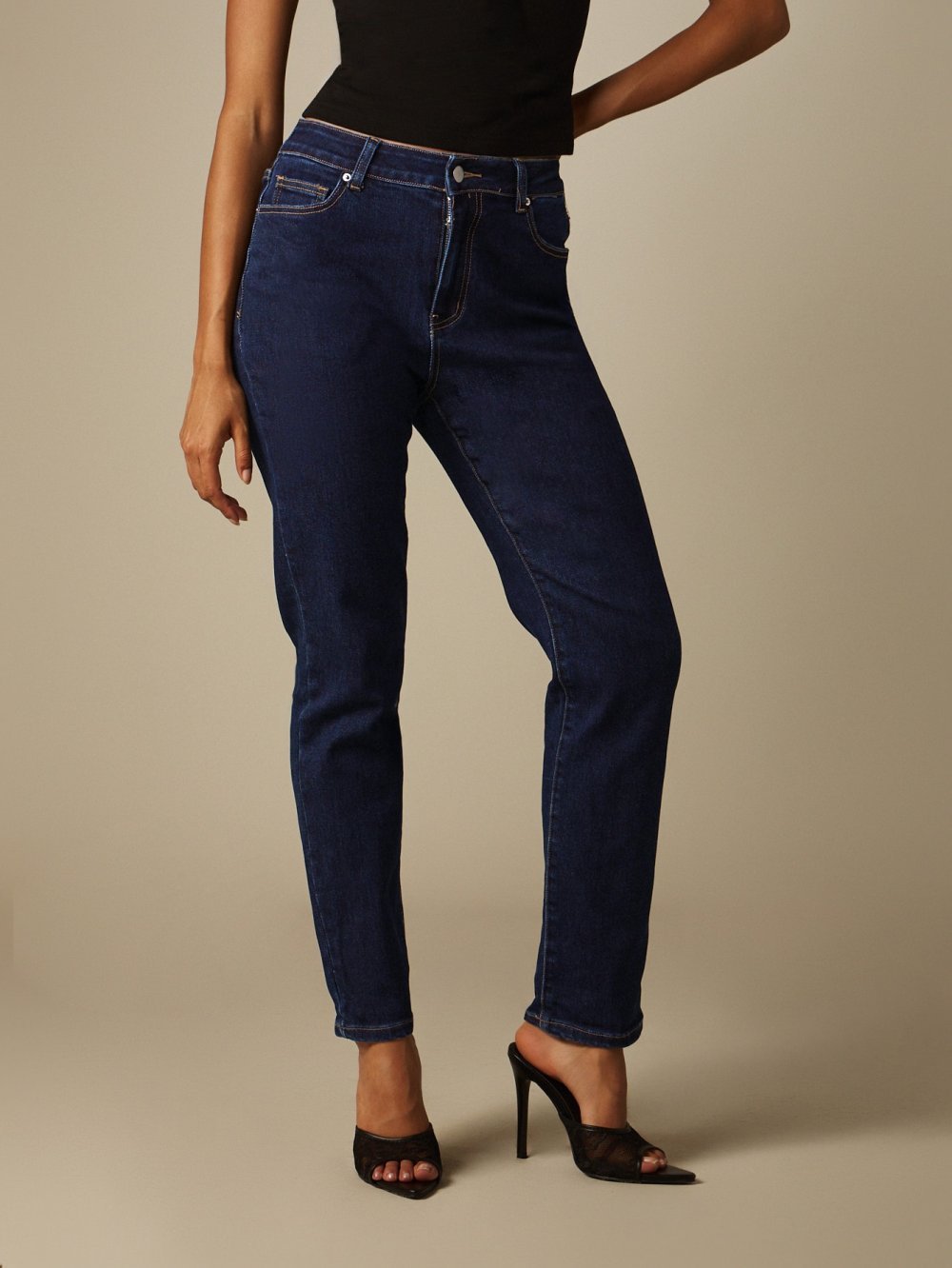 Jean slim taille haute zre9 ghame9 brut