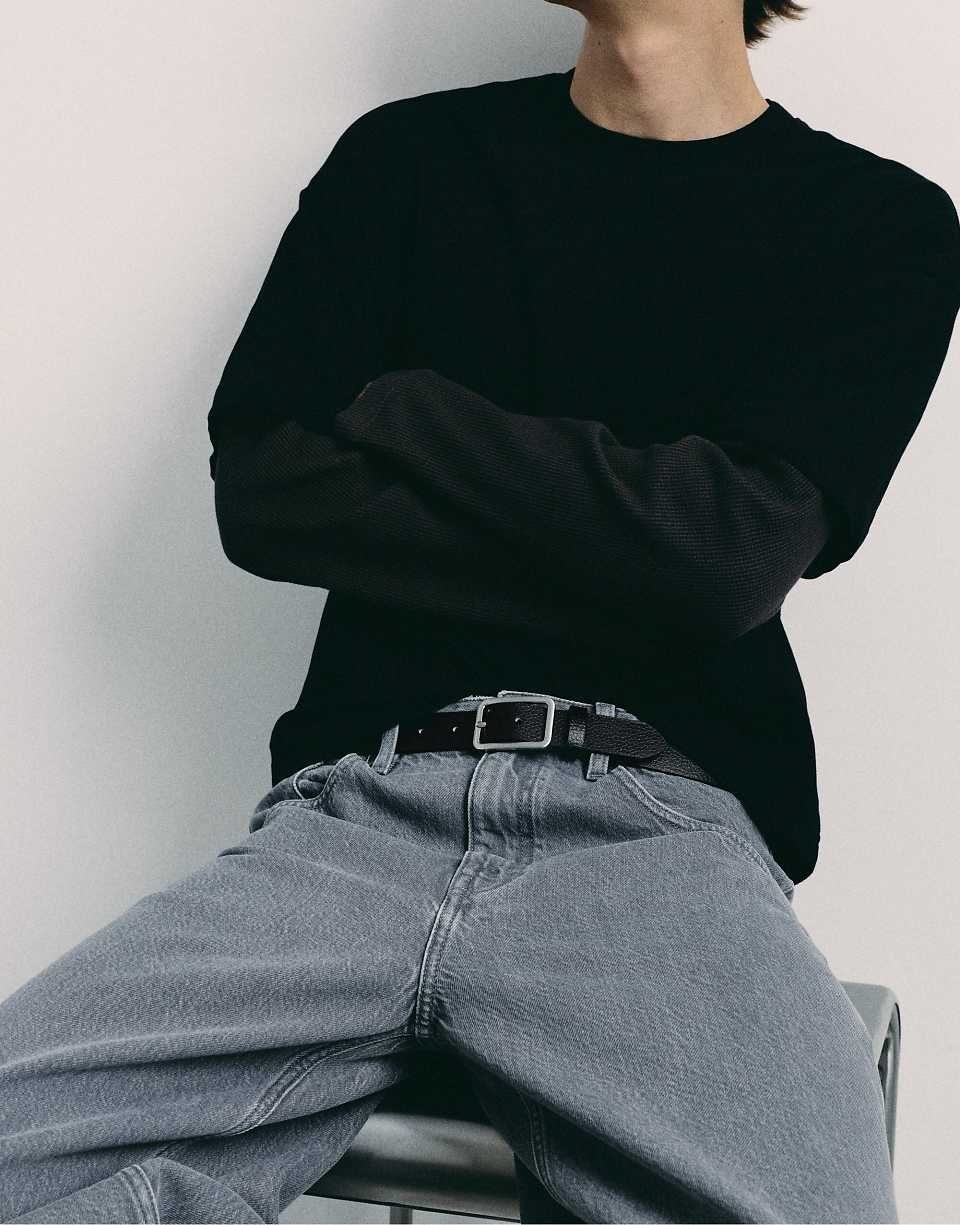 Faux leather belt - Black