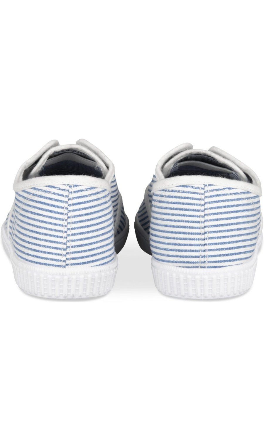 Blue striped canvas plimsolls