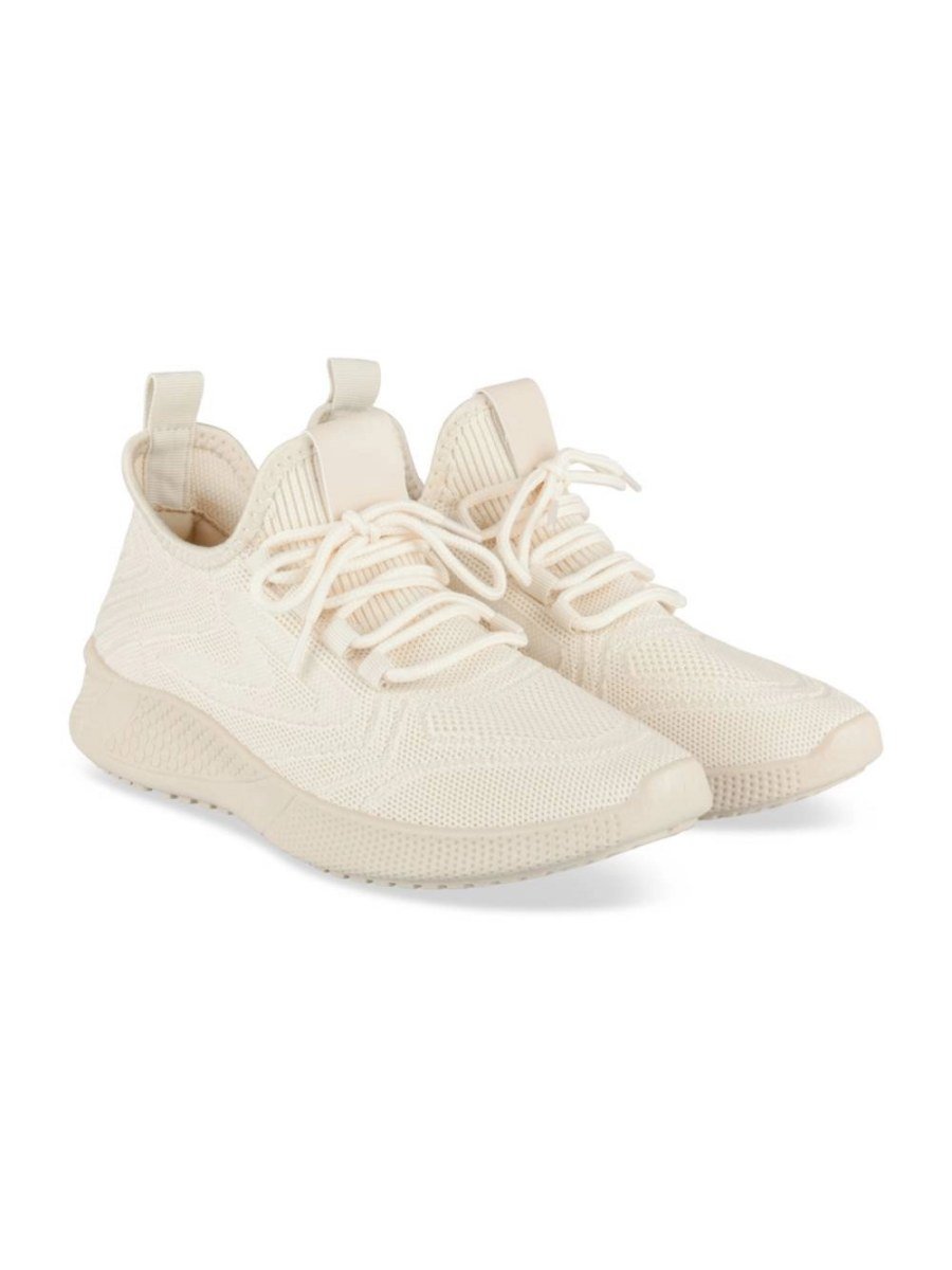 Beige knit slip-on sneakers
