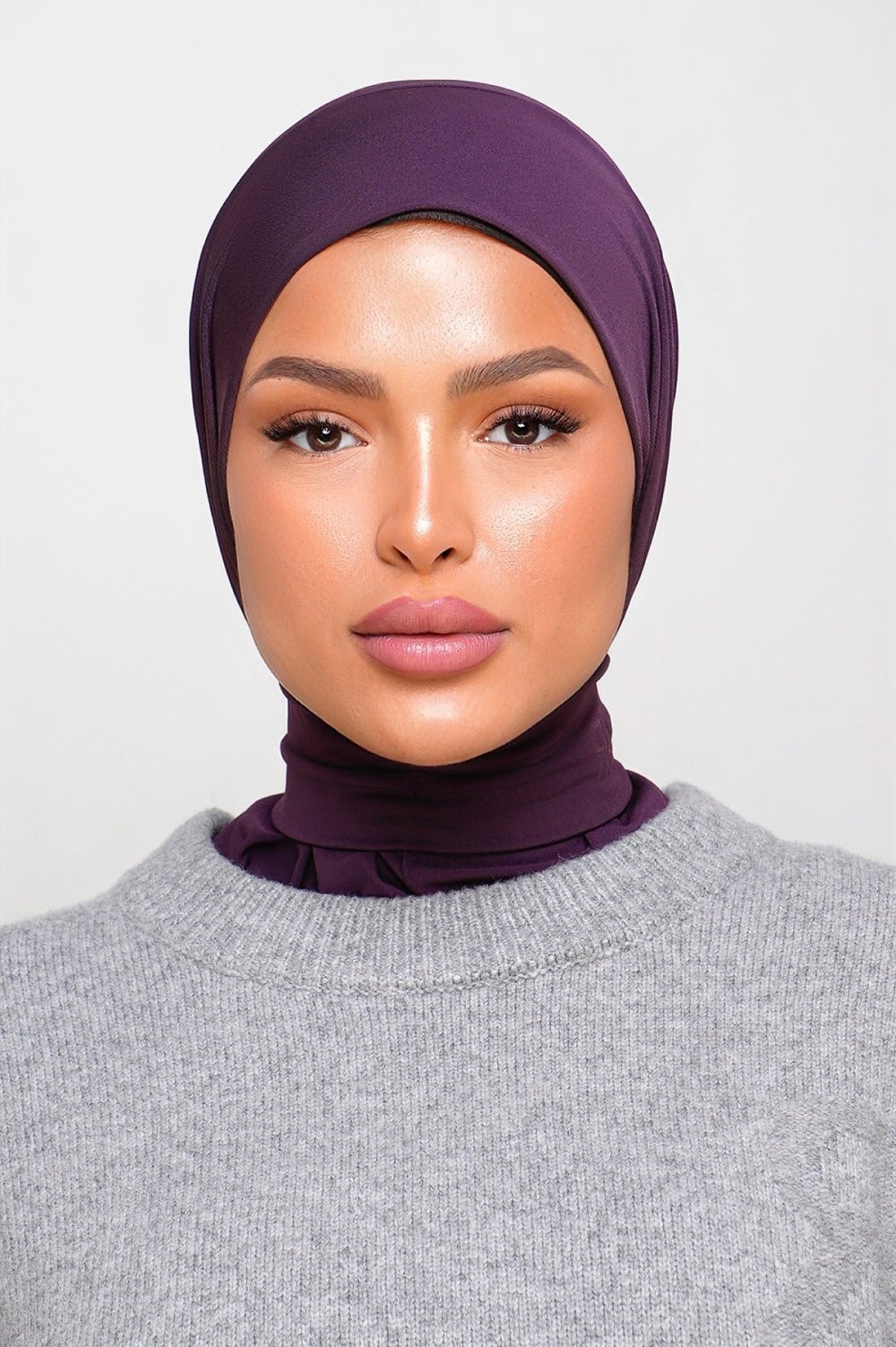 Button-up hijab underscarf - Plum