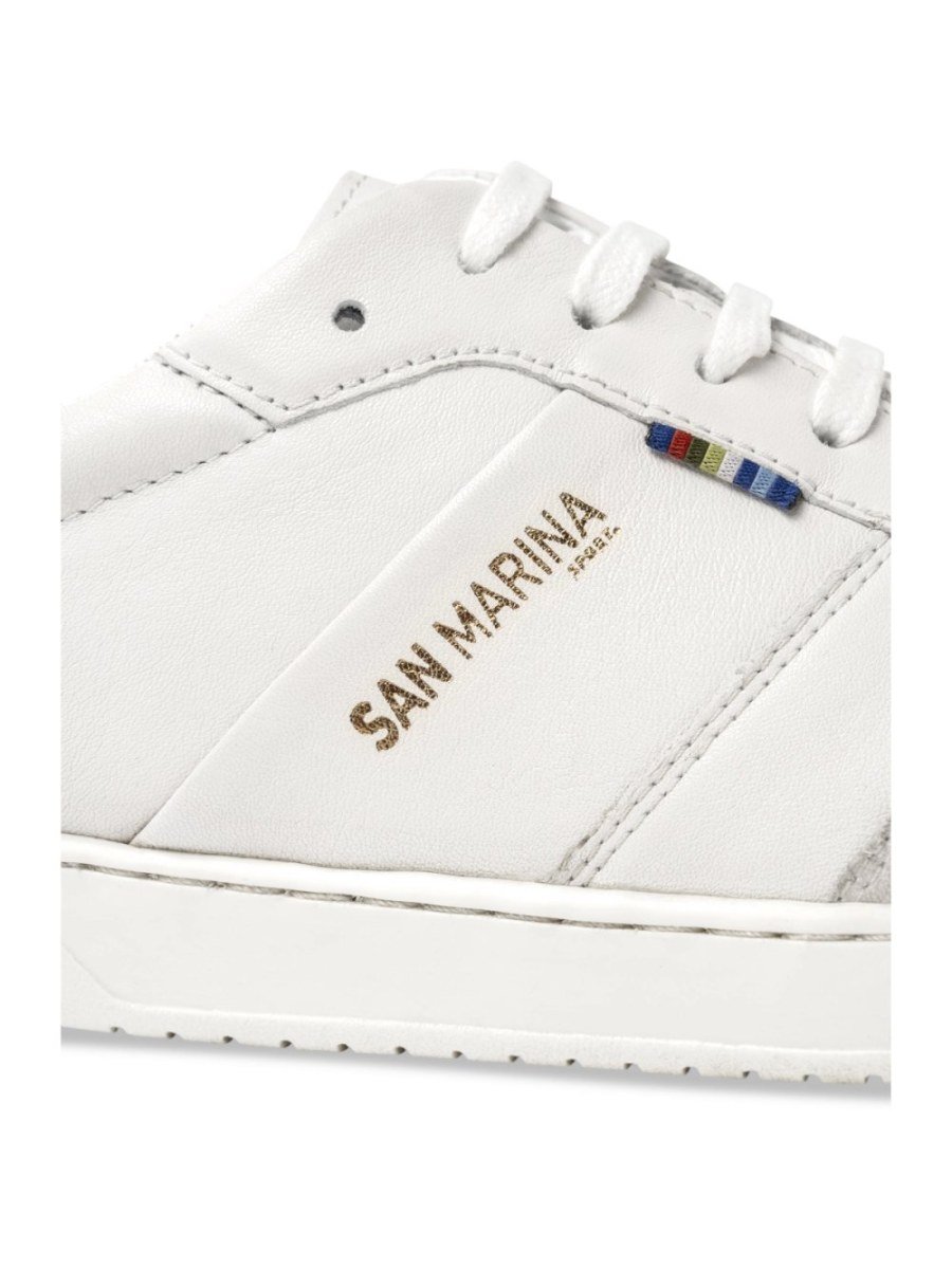 White retro mixed-texture sneakers