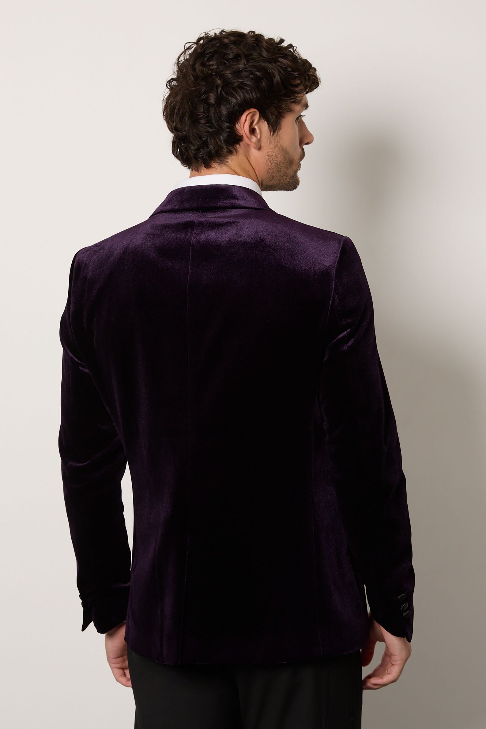 Veste de smoking ajustée en velours violet