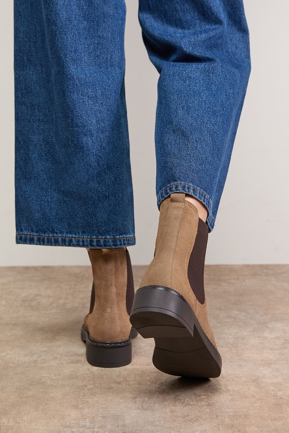 Chunky real suede Chelsea boots