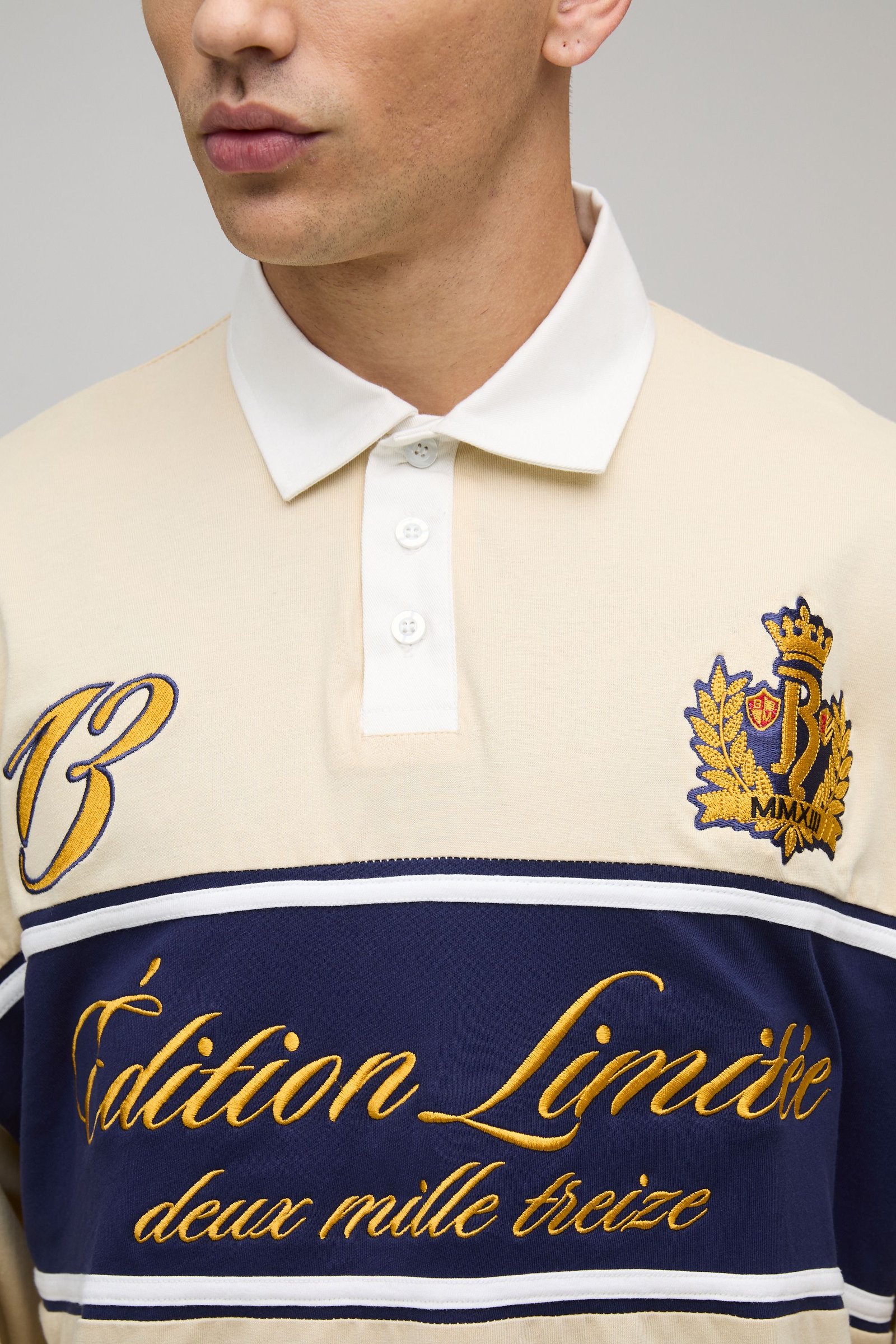 Polo de rugby brodé varsity oversize