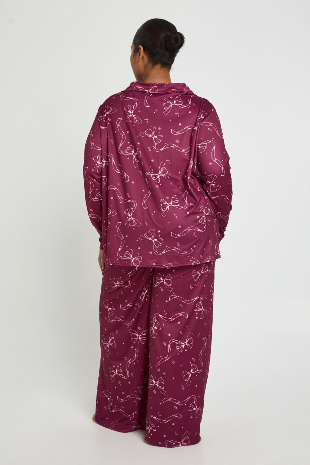 Bow print shirt pyjama set - Plus size