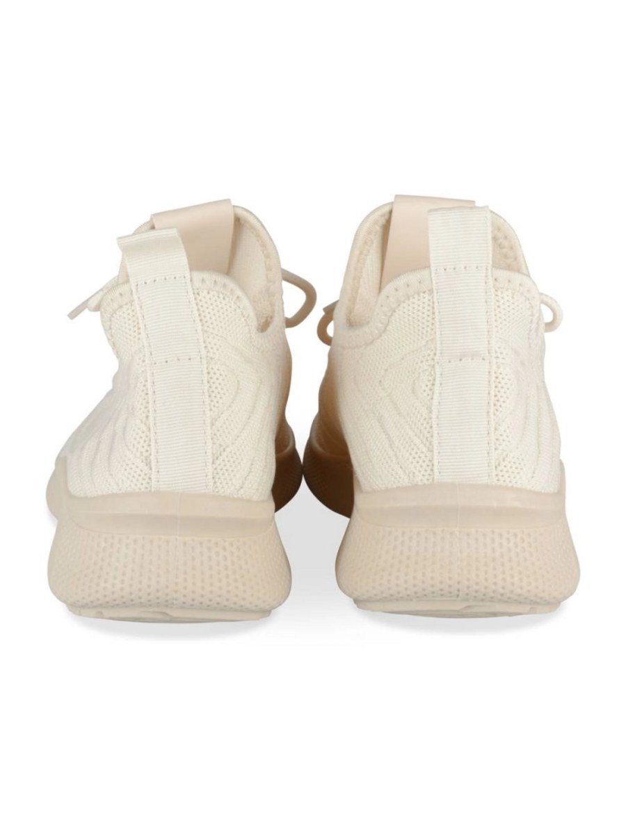 Beige knit slip-on sneakers