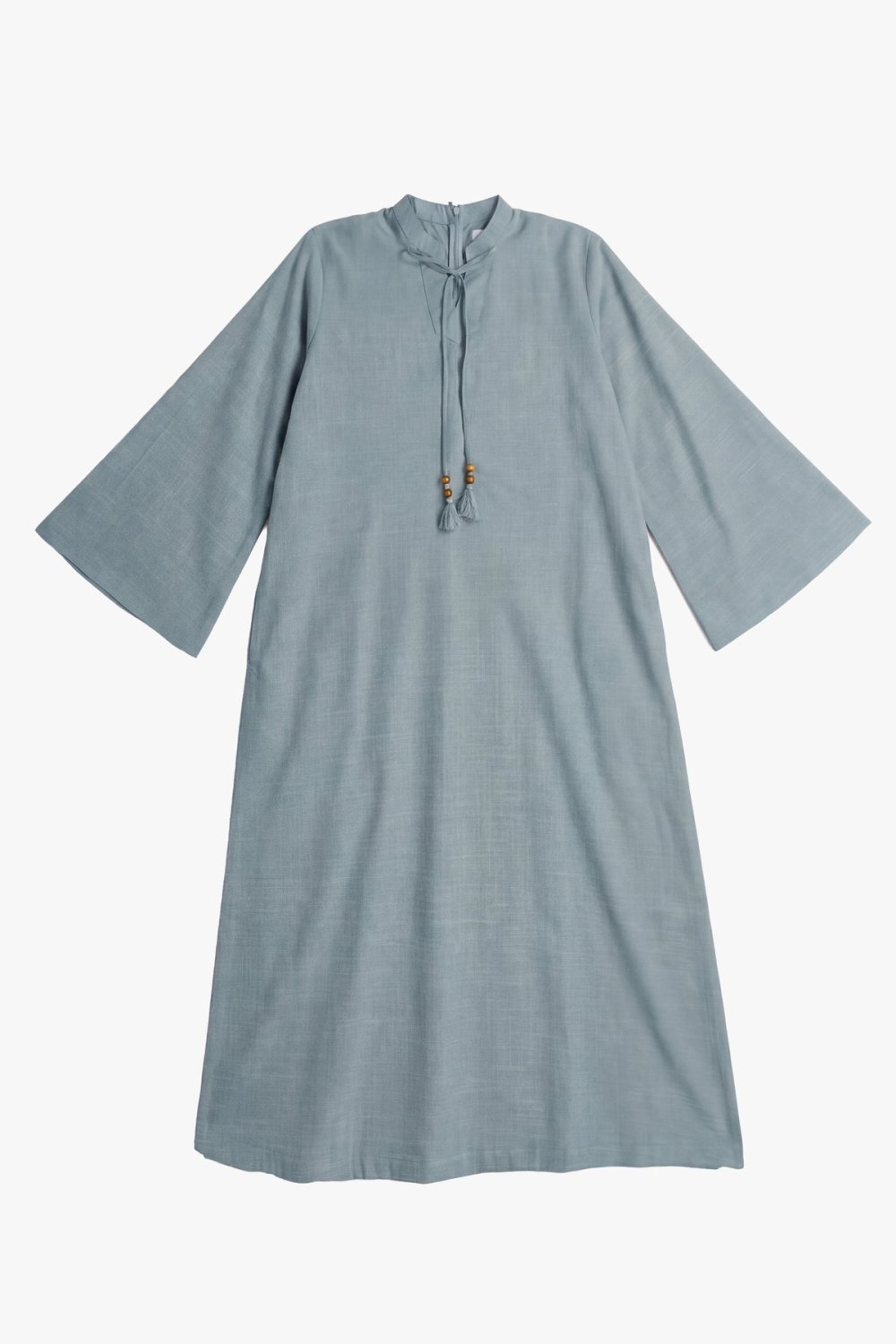 Beaded tassel abaya - Grey blue