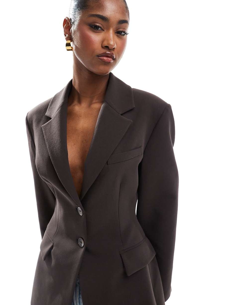 Blazer cintré à la taille - Chocolat
