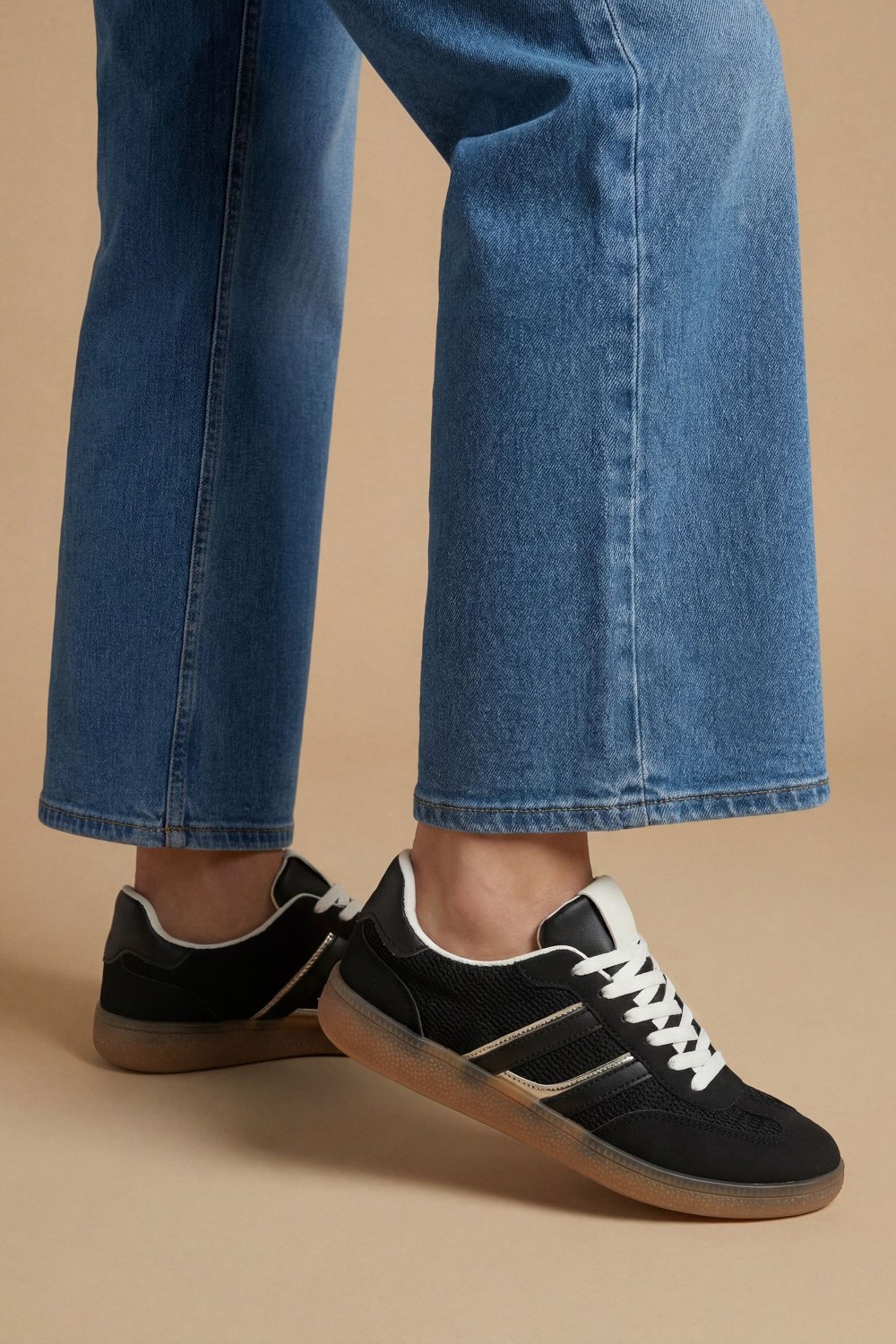 Black faux suede trainers