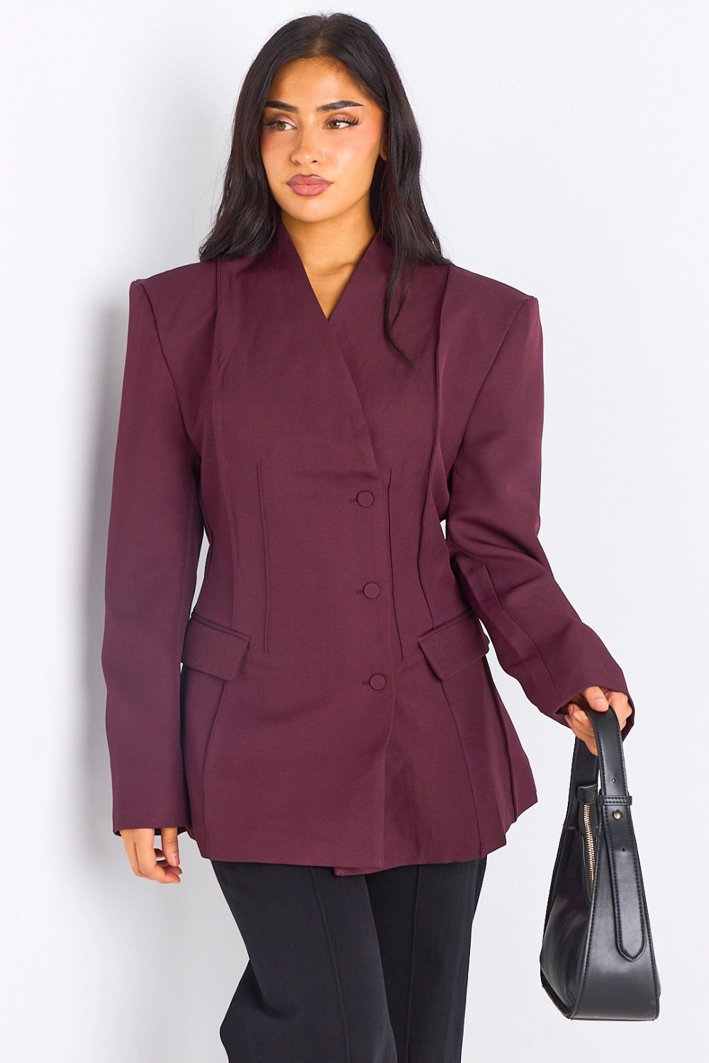 Veste blazer 9sira b épaulettes prune