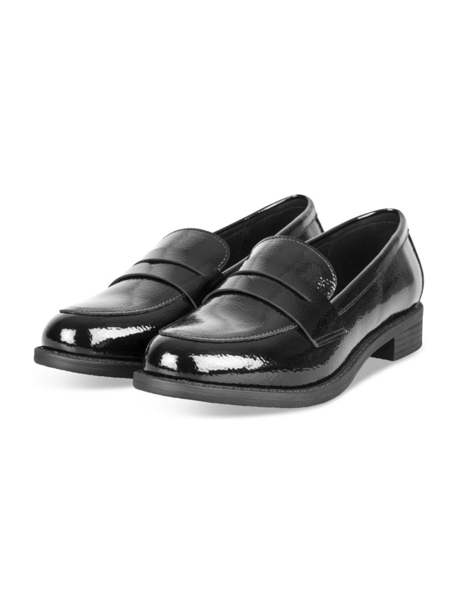 Mocassins aspect vernis froissé noirs