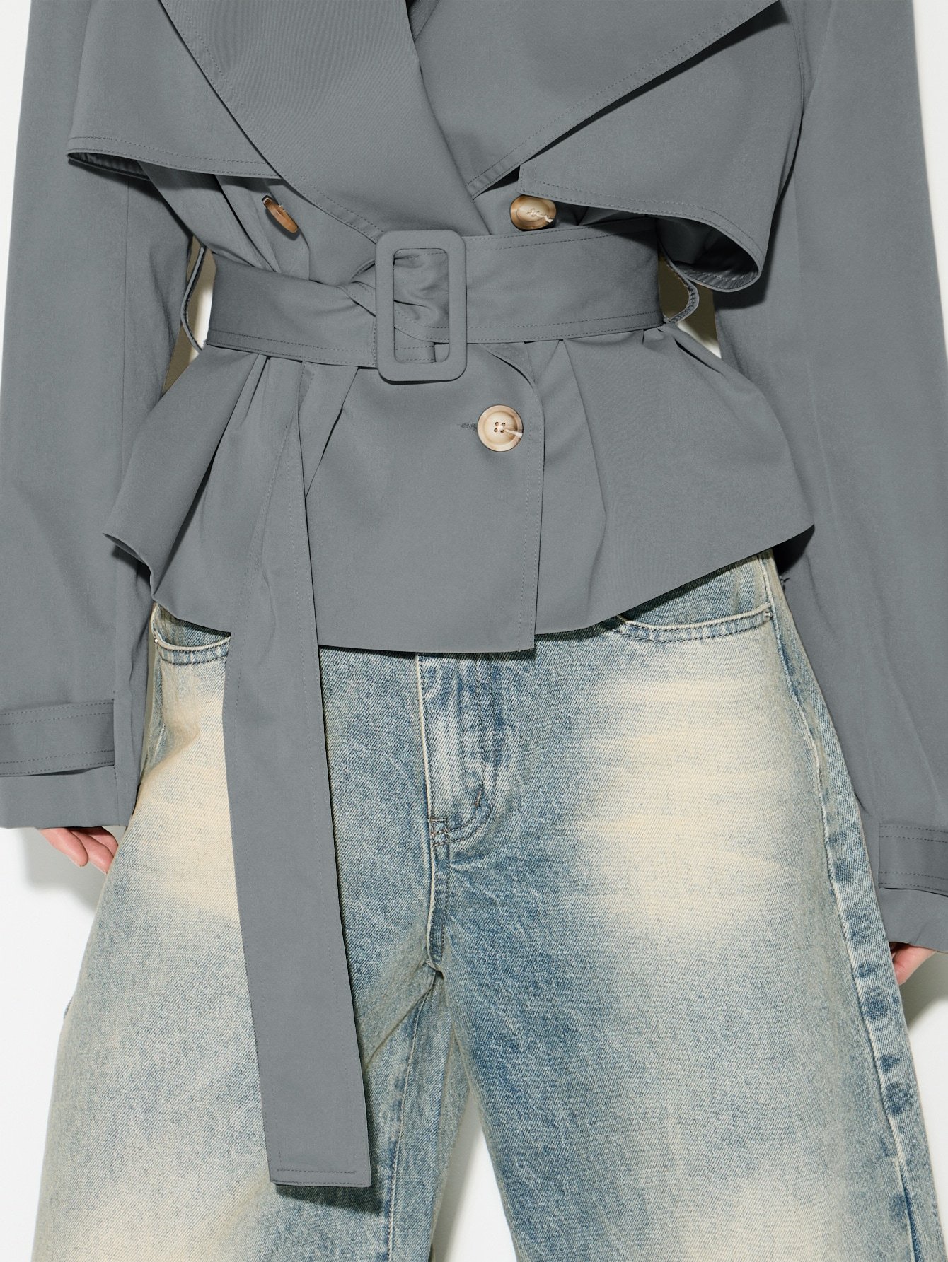 Manteau trench 9sir double boutonnage b ceinture