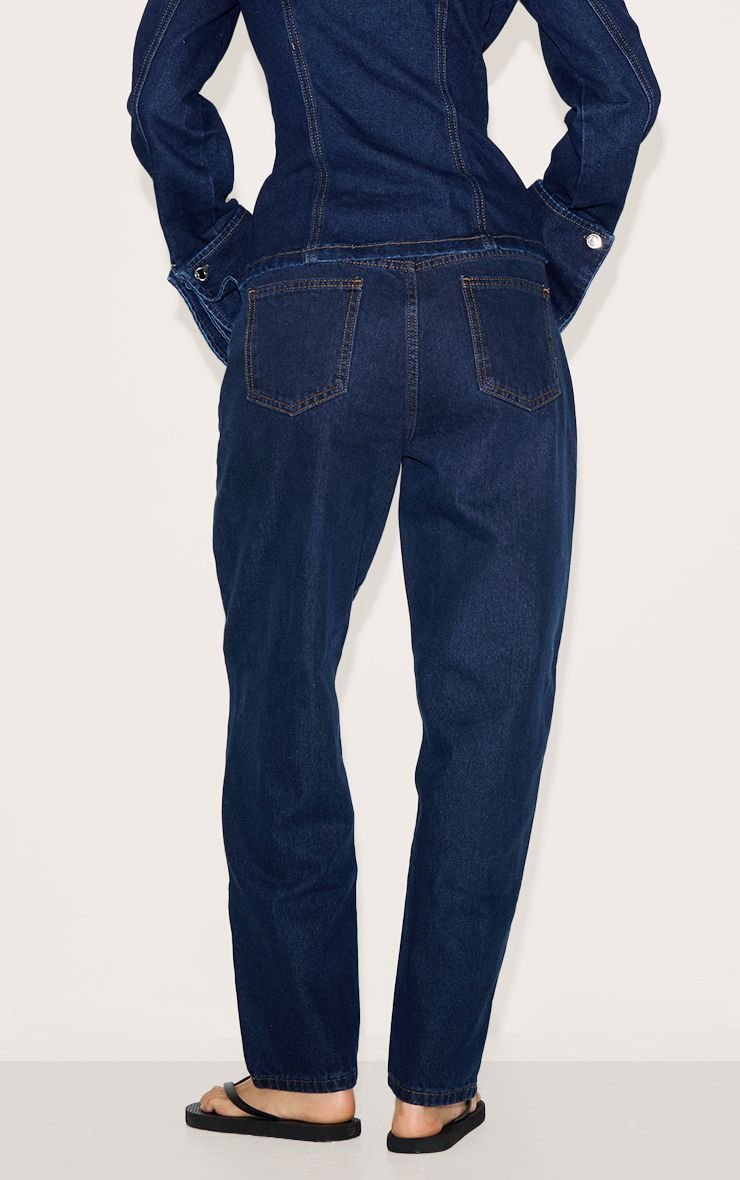 Jean mom taille haute indigo