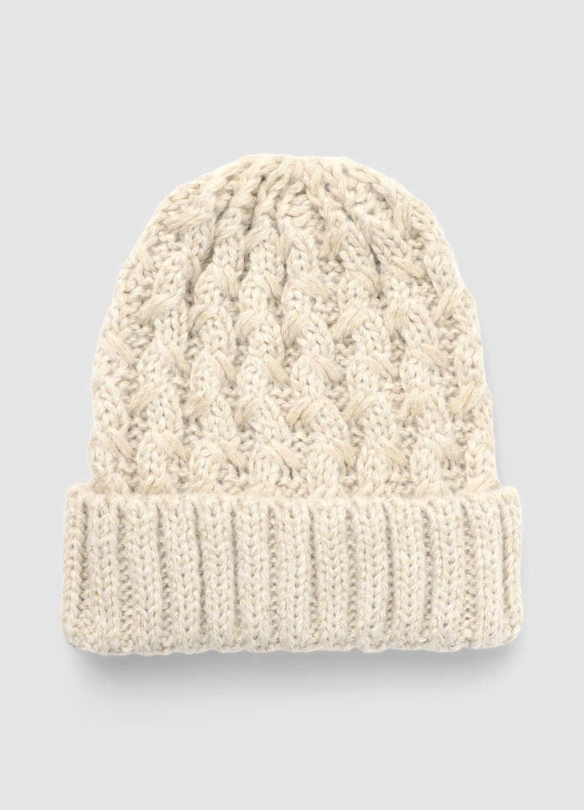 Glitter cable-knit turn-up beanie