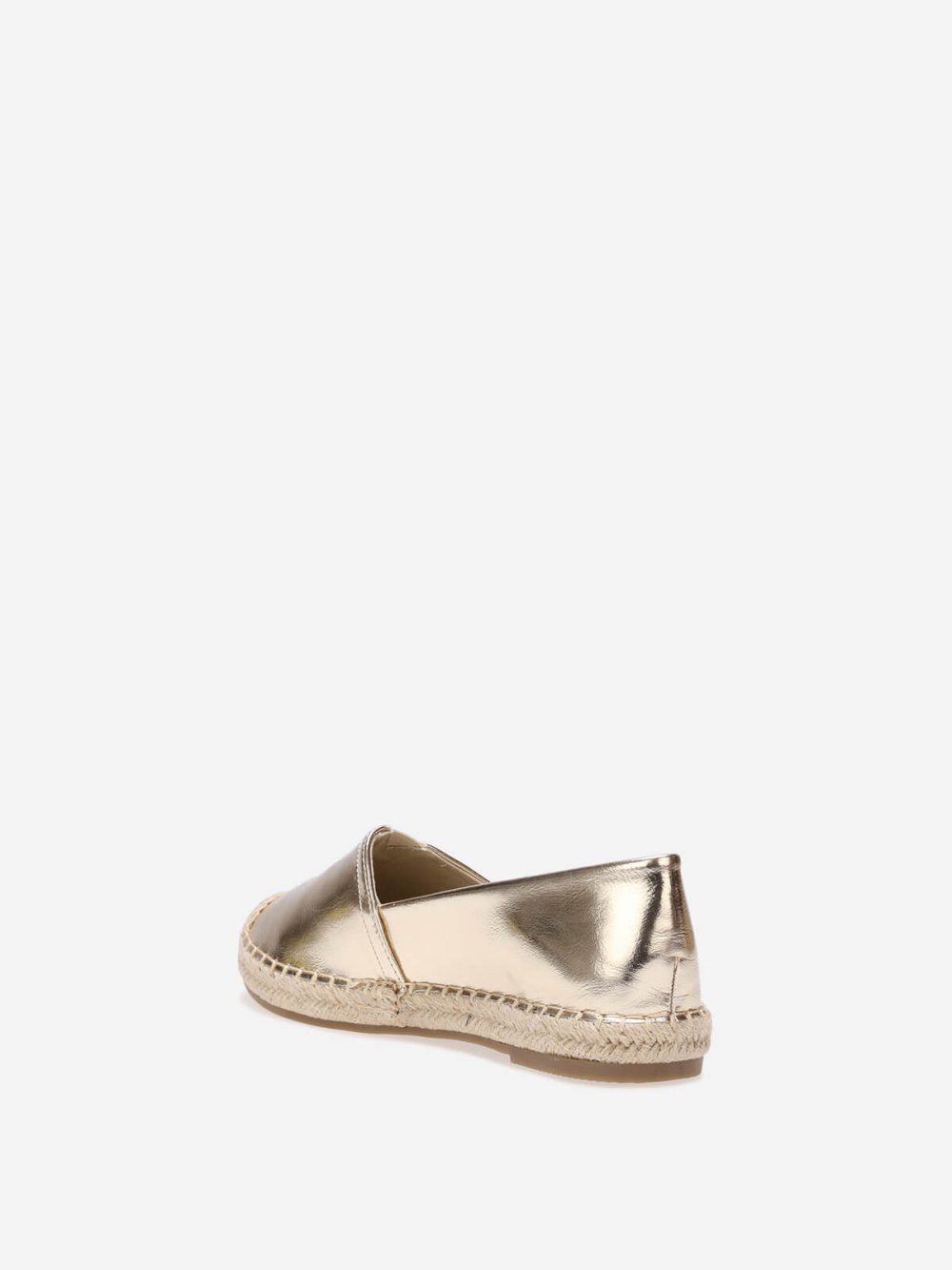 Gold espadrilles with braided flatform
