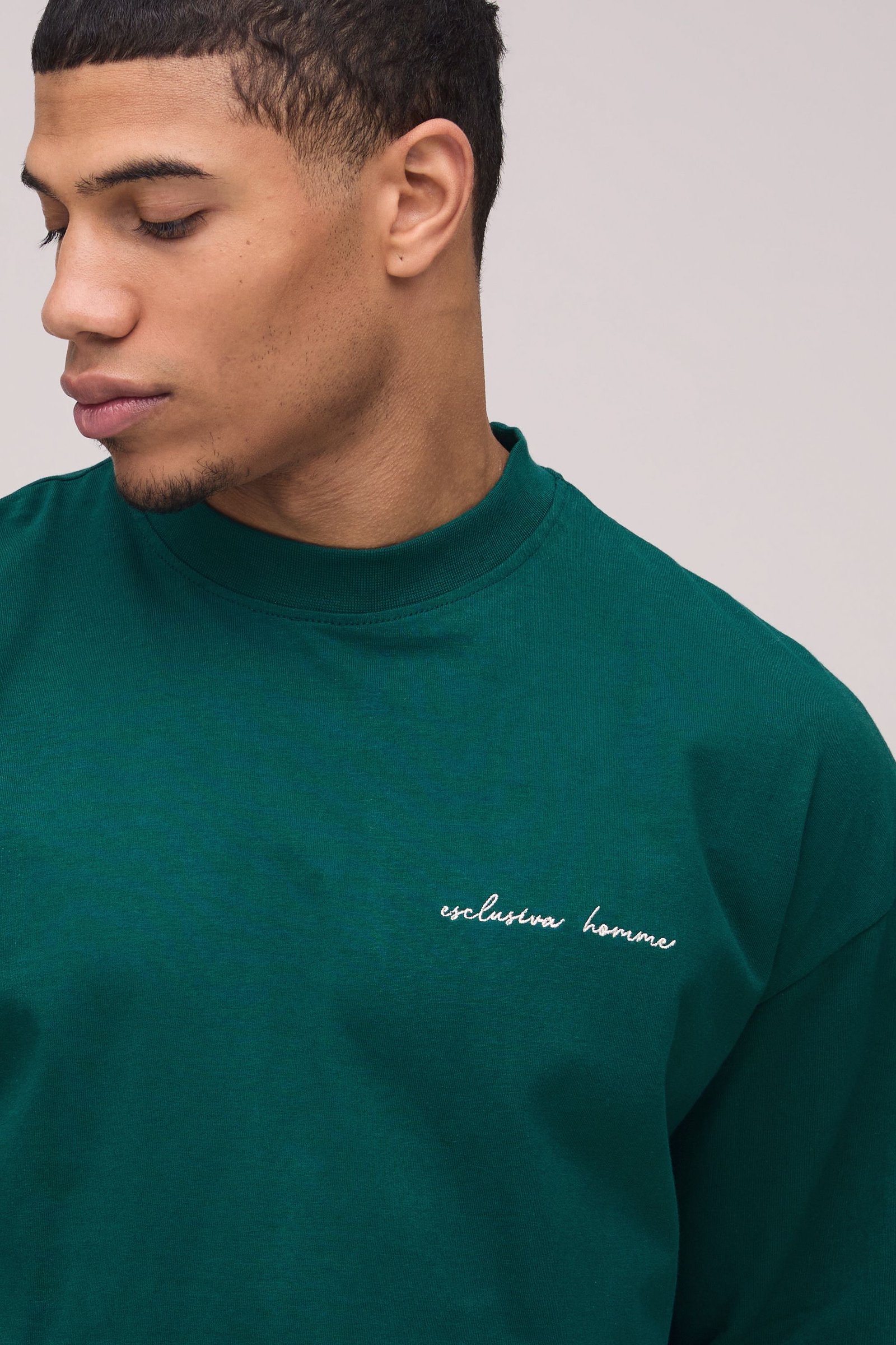 Oversized boxy heavyweight extended neck T-shirt