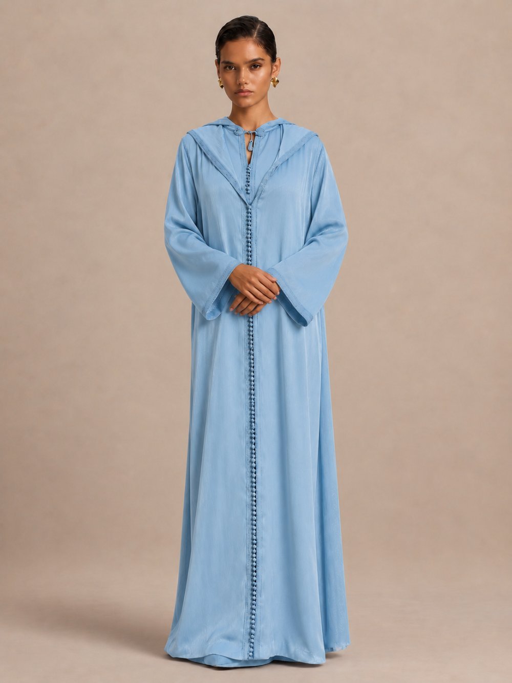 Sky blue djellaba with matching trousers