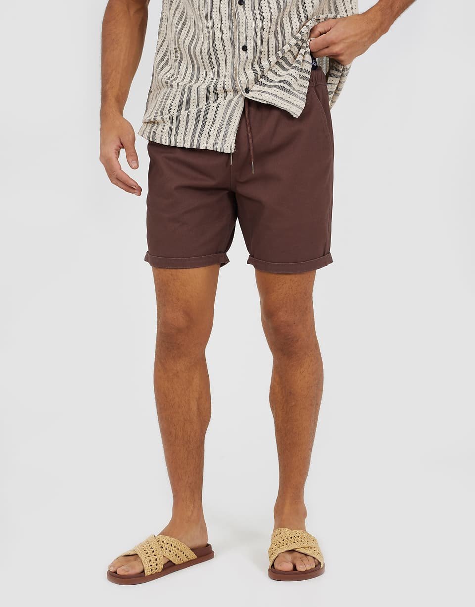 Short chino en sergé de coton - Chocolat