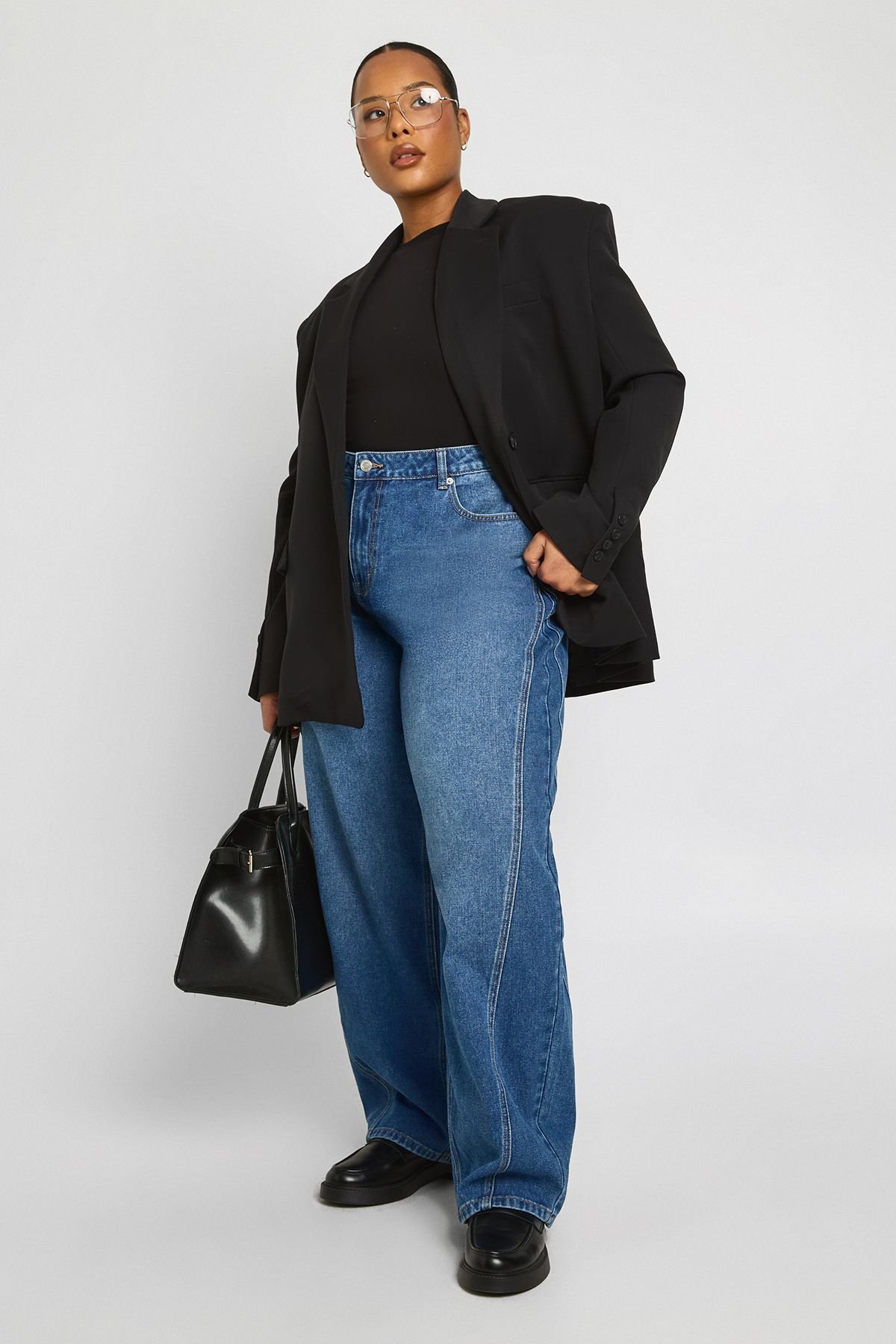 Jean à taille mi-haute - Grande taille