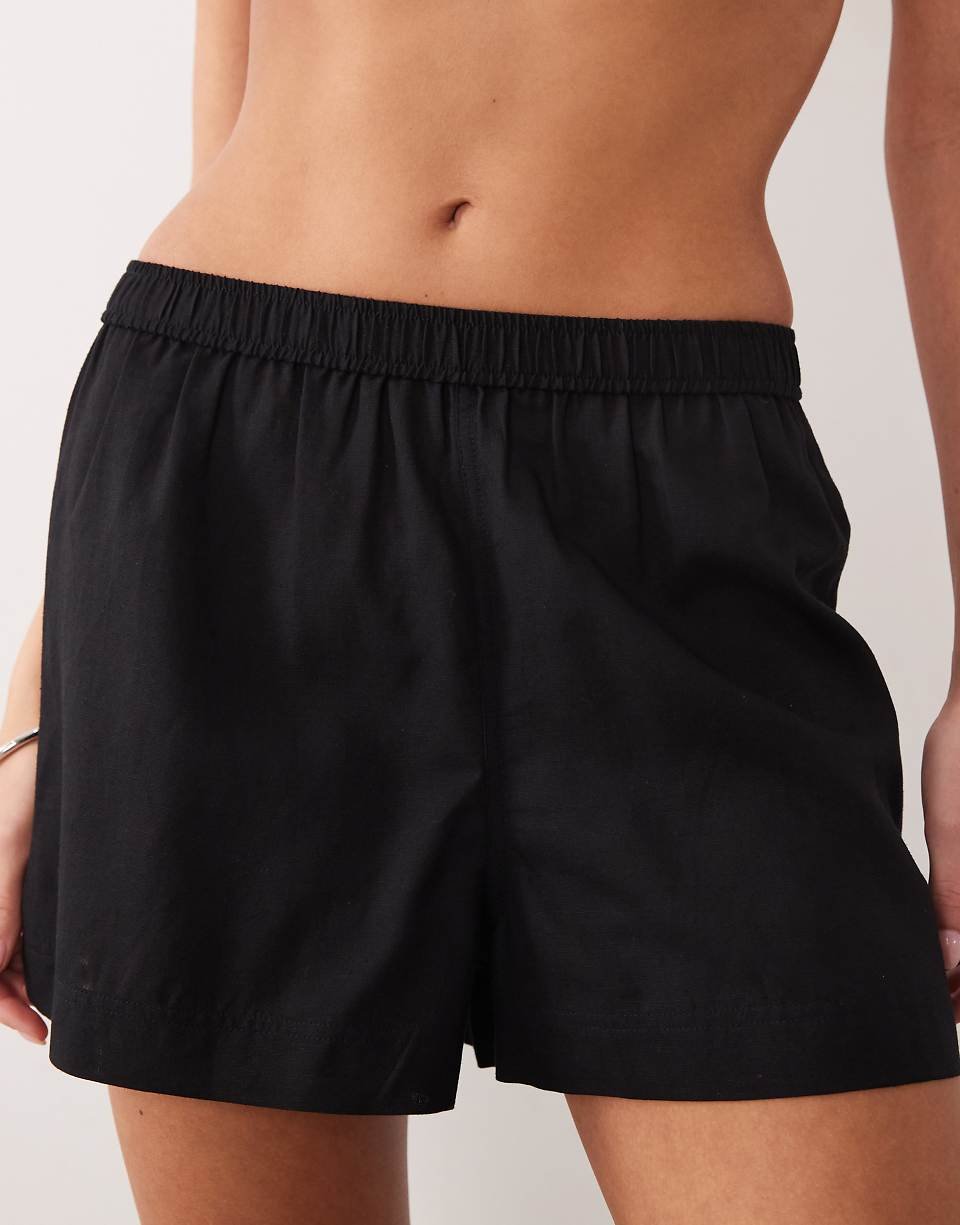 Ipanema - Sheer linen blend beach shorts - Black