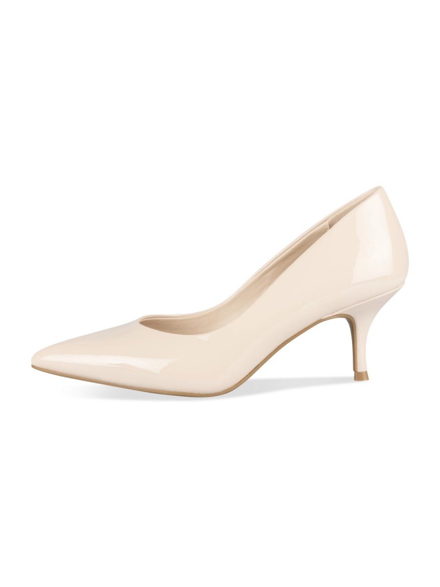 Escarpins vernis b bout pointu beige