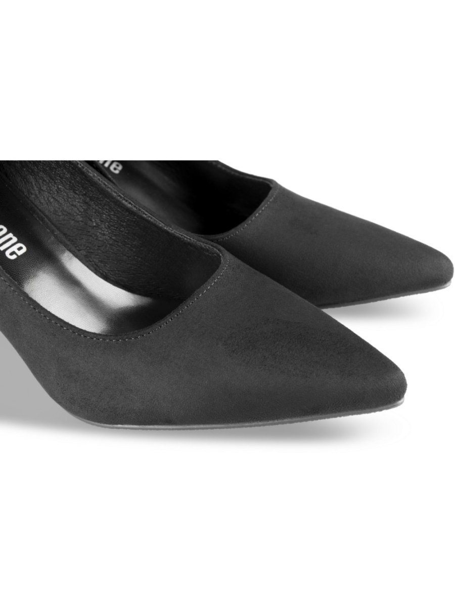 Black pointed flared stiletto pumps