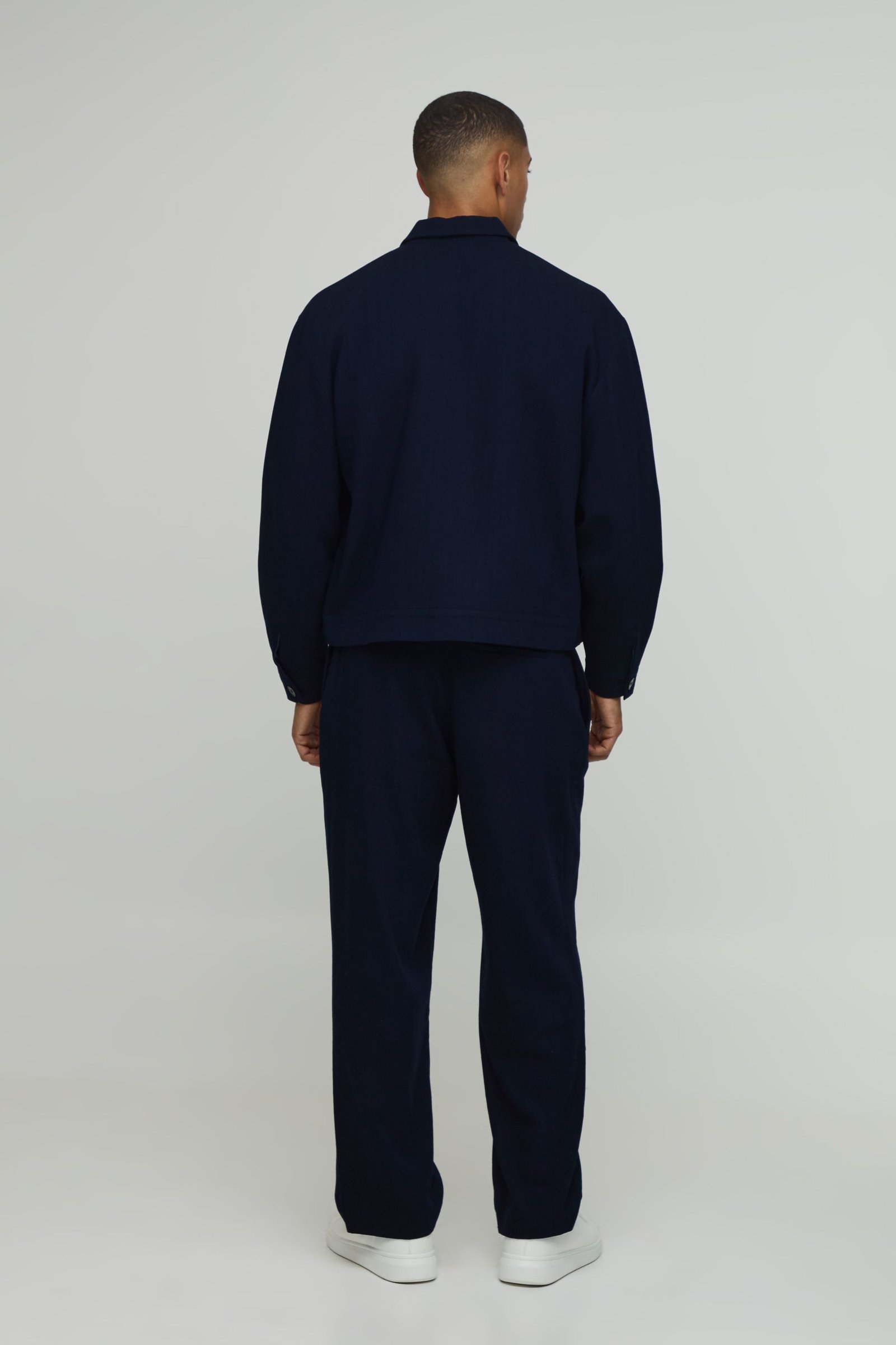 Pantalon Coordonné Coupe Décontractée À Pinces Effet Lin