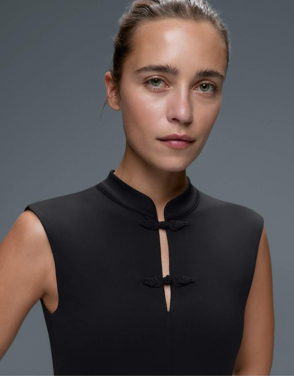 Comfortlux mandarin-collar jumpsuit - Black