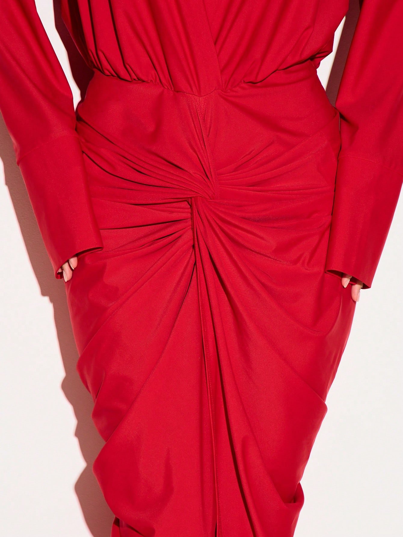 Plunge neck wrap maxi dress with twist knot