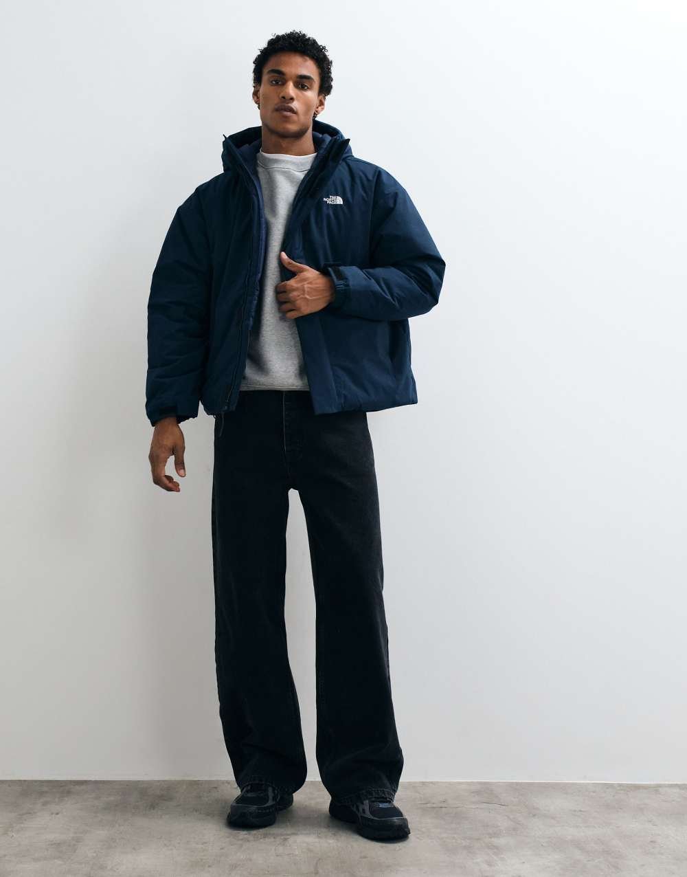 Doudoune oversize à capuche bleu marine