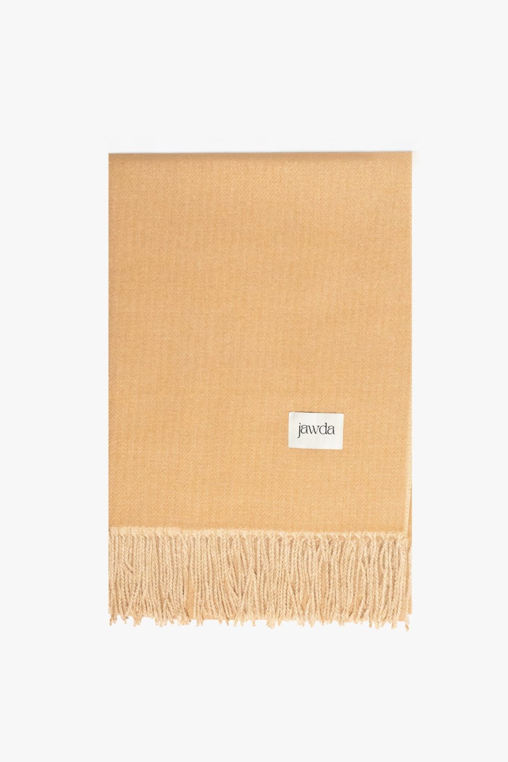 Two-tone fringed winter scarf - Camel