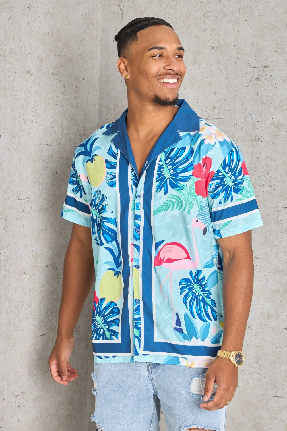 Chemise b lwerd w flamants roses zar9a