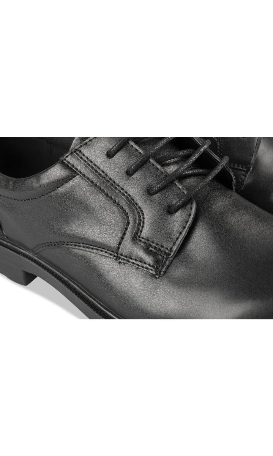 Black round-toe derbies, chunky sole