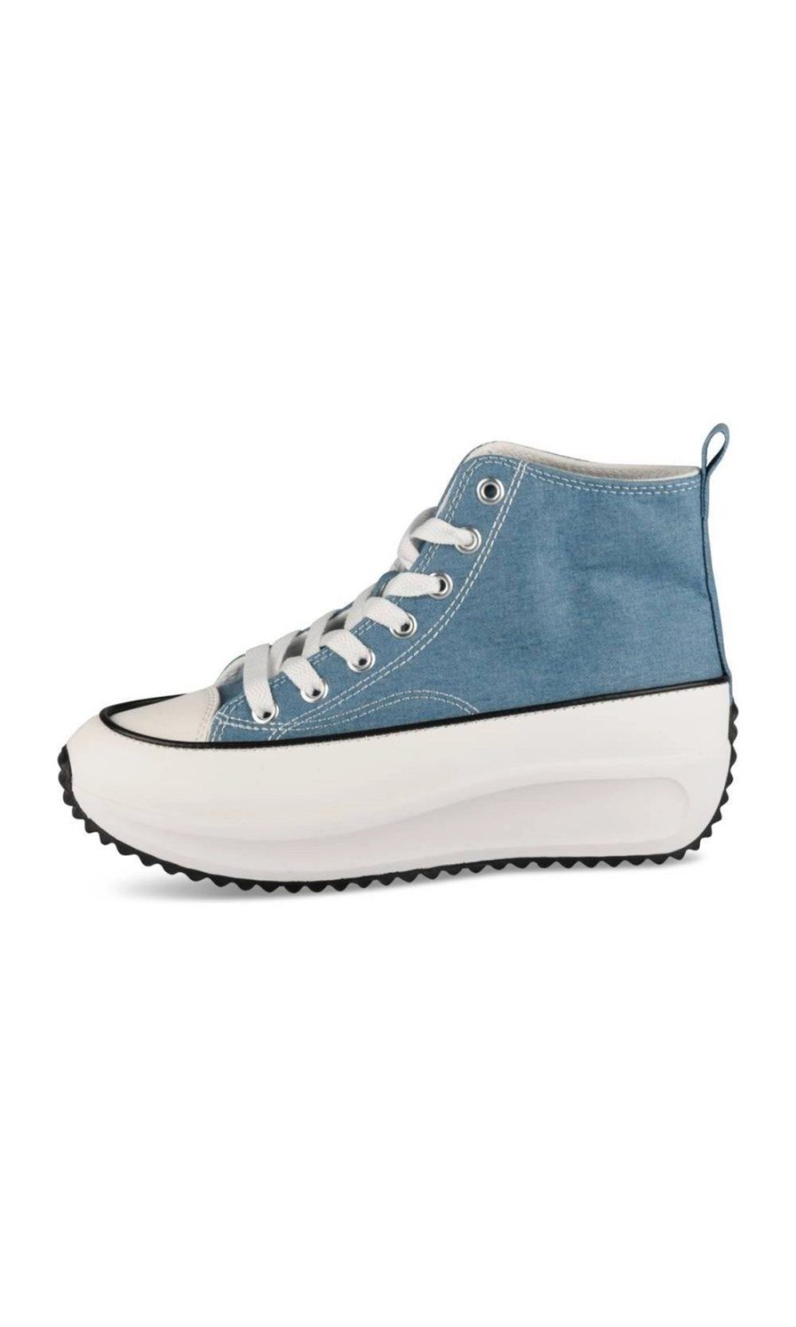Denim-look high-top platform sneakers