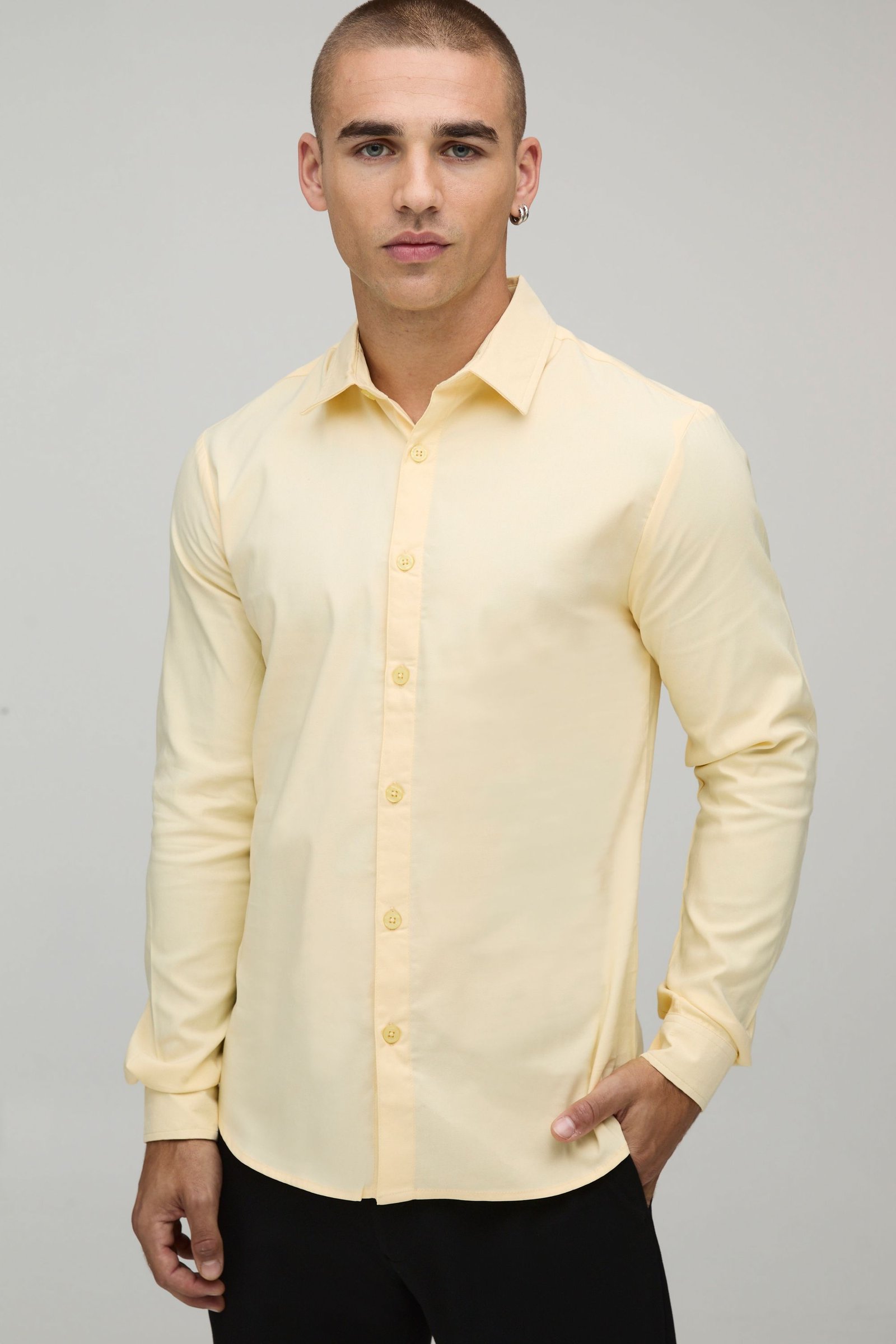 Chemise en Coton à Manches Longues Coupe Ajustée
