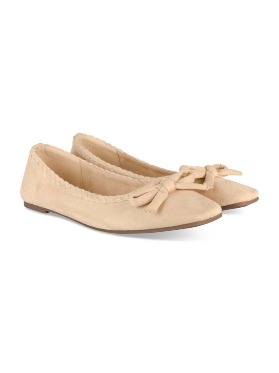 Ballerines suédine bordure tressée beige